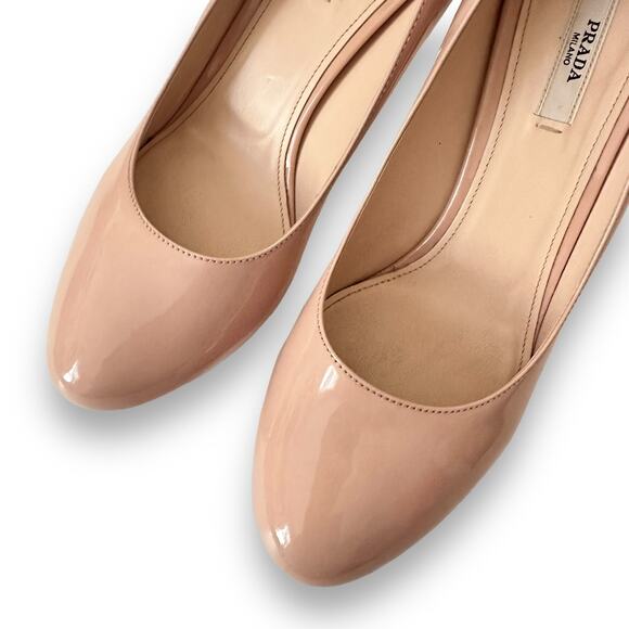 Prada Nude Patent Leather Platform Heels Size 7.5 or Euro 38 - Picture 7 of 10